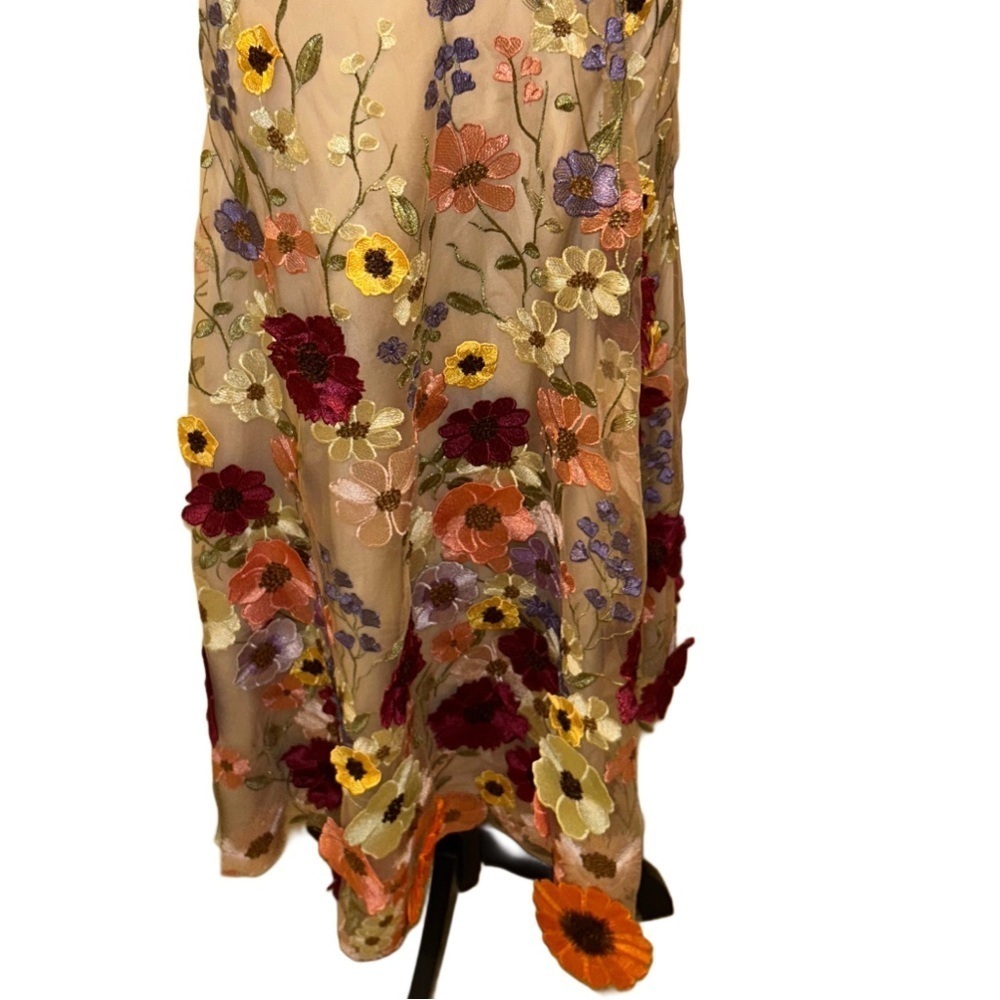Tan Scoop Neck Sleeveless Midi Sundress for Weddings - Picture 3 of 6